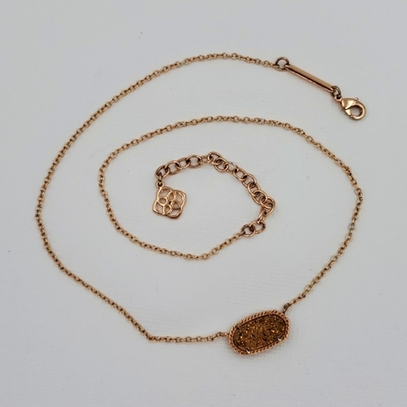 ❤HP❤ Kendra Scott "Elisa" Rose Gold Drusy Necklace - Picture 2 of 8